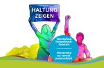 Menschen zeigen ein Schild mit der Aufschrift "Haltung zeigen"